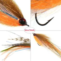 #2/0 15cm/5.91inch Big Streamer Baitfish Fly Flash Grizzly Saddle Hackle Bait Trout 4