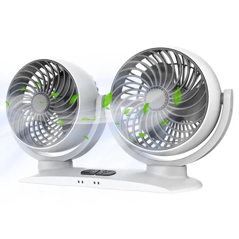 

Car Dashboard Fan 360 Degree Rotational Easily Adjustable Electric Fan Dual Head Fan For Car & Truck Auto Interior Accessories