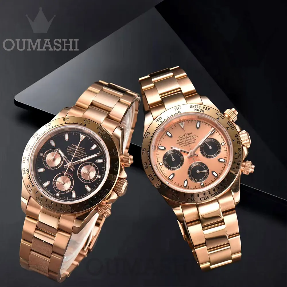 

2023 New OUMASHI-DTN Series High-end Men's Wristwatch Business Clock Sapphire Stainless Steel Waterproof VK63 Chronograph