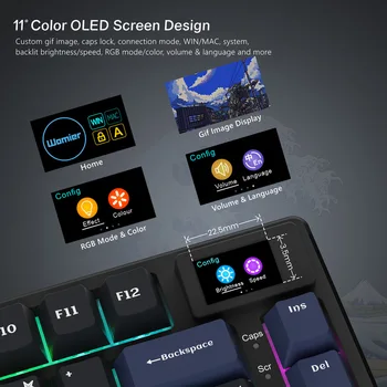 87 Key Wired Mechanical Gaming Keyboard Oled Display Full Key Hot Swappable Pudding Rgb Backlit Keyboard Pc Computer Laptop 2