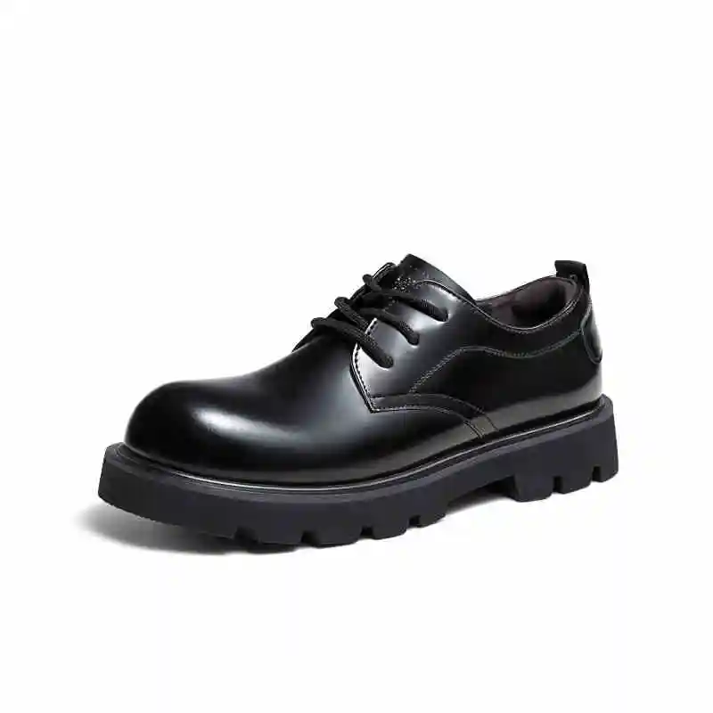 GOLDEN CAMEL Men's Derby Shoes Genuine Leather Round Toe Thick