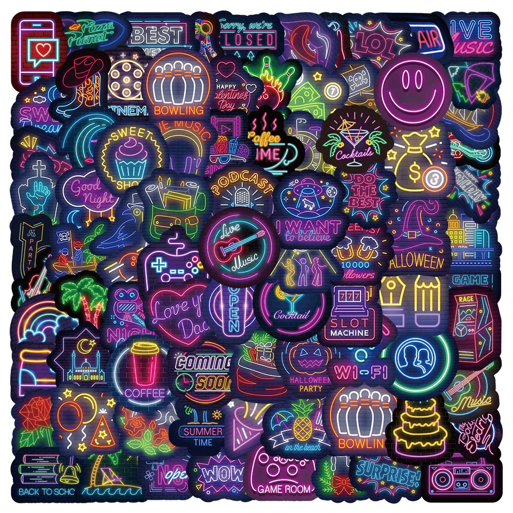 

10/30/50/100pcs Neon Cartoon Graffiti Stickers Waterproof DIY Motorcycle Skateboard Laptop Vinyl Kids Cool Sticker Toys Gifts