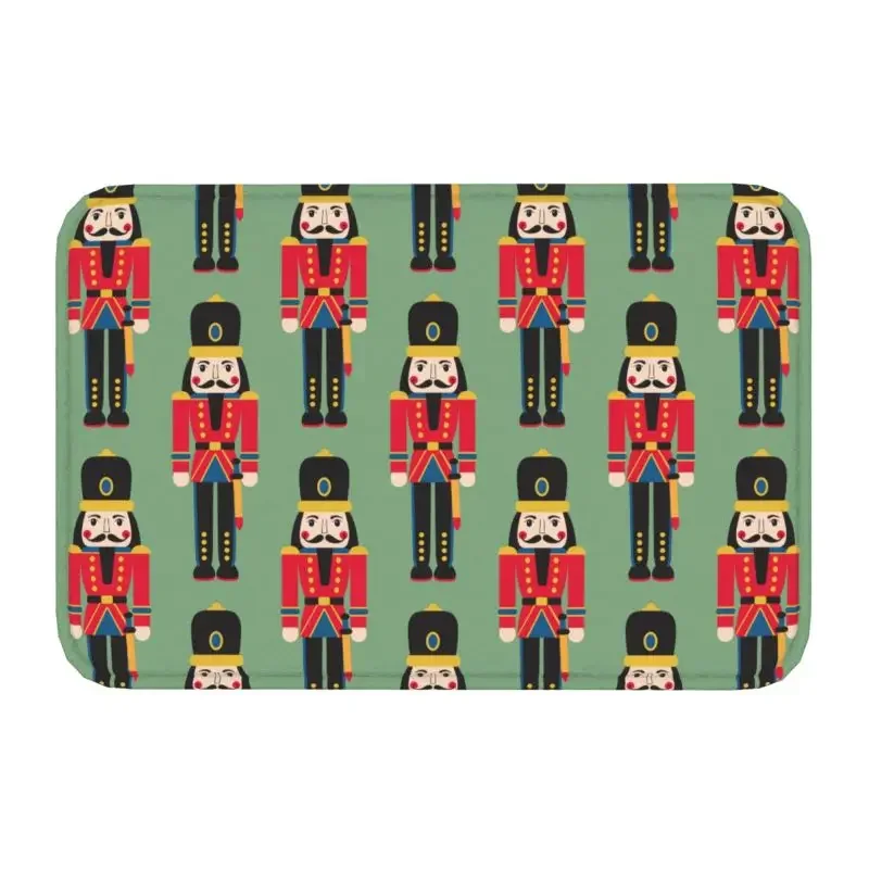 Nutcracker Doll Front Door Mat Anti-Slip Absorbent Cartoon Christmas Soldier Toy Doormat Kitchen Balcony Rug Entrance Carpet