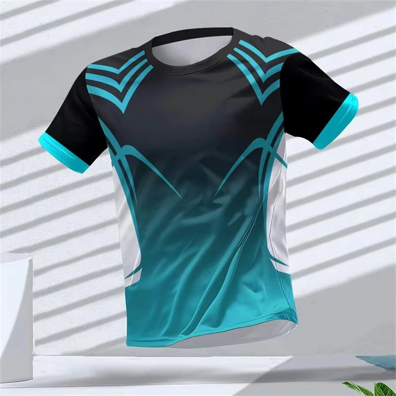 T-shirt sportive da corsa alla moda per uomo, estive, casual, per fitness all'aperto, con stampa 3D, ampie e traspiranti.