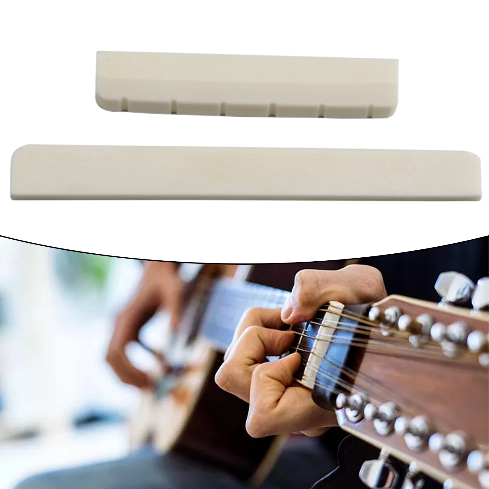 6 Saiten Knochen Klassische Gitarre Brücke Sattel Mit Mutter 52mm Weiß Knochen Brücke Echt Knochen Gitarre Sattel Sattel 80mm gitarre Zubehör – Detail 4