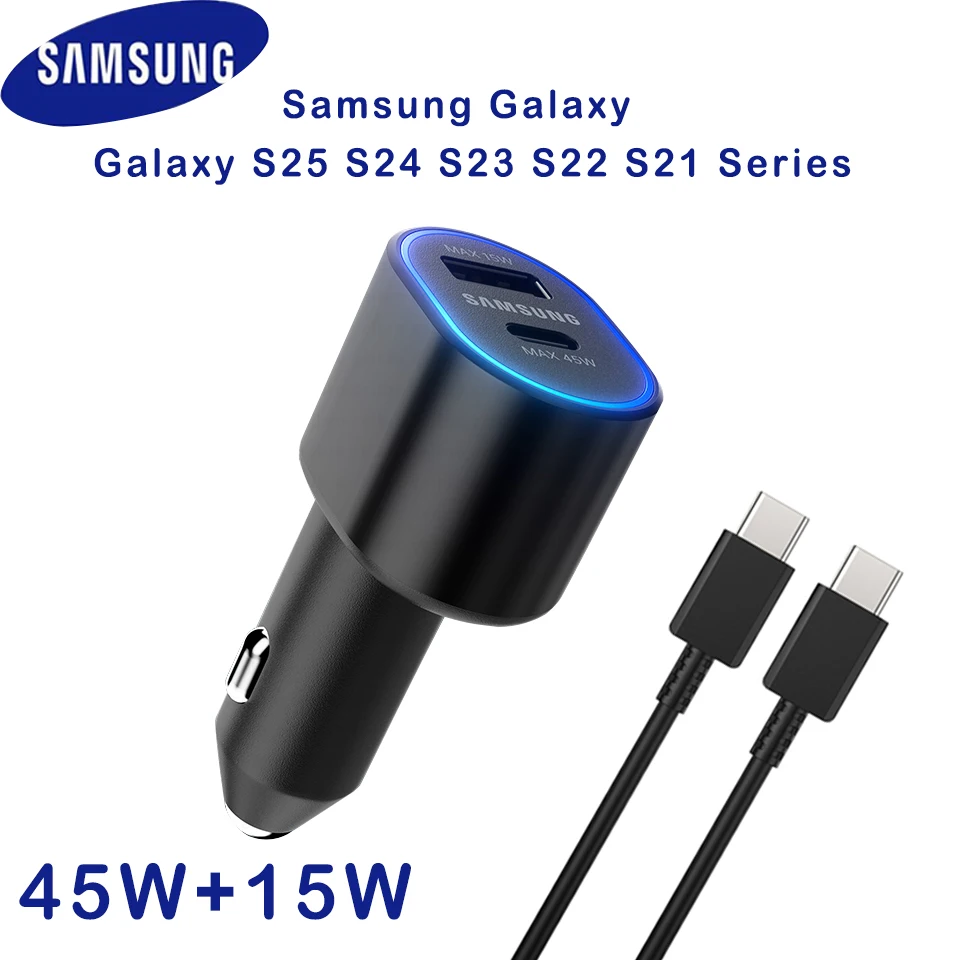 Samsung Phone Car Charger 45w Pd Supercharger Auto Usb Type C Samsung Galaxy S25 Plus S24 Ultra S23 M06 M16 M34 M54 F06 Z Flip 6