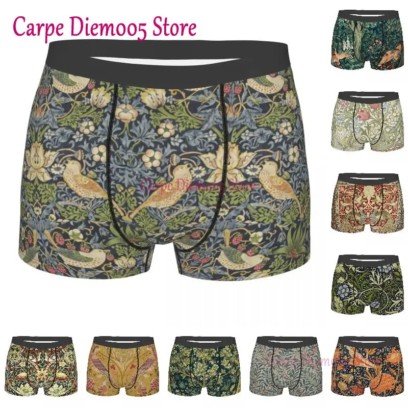 Novelty William Morris Boxers Shorts Underpants Men's Breathbale Textile Pattern Briefs Underwear william morris and edward burne jones interlacings