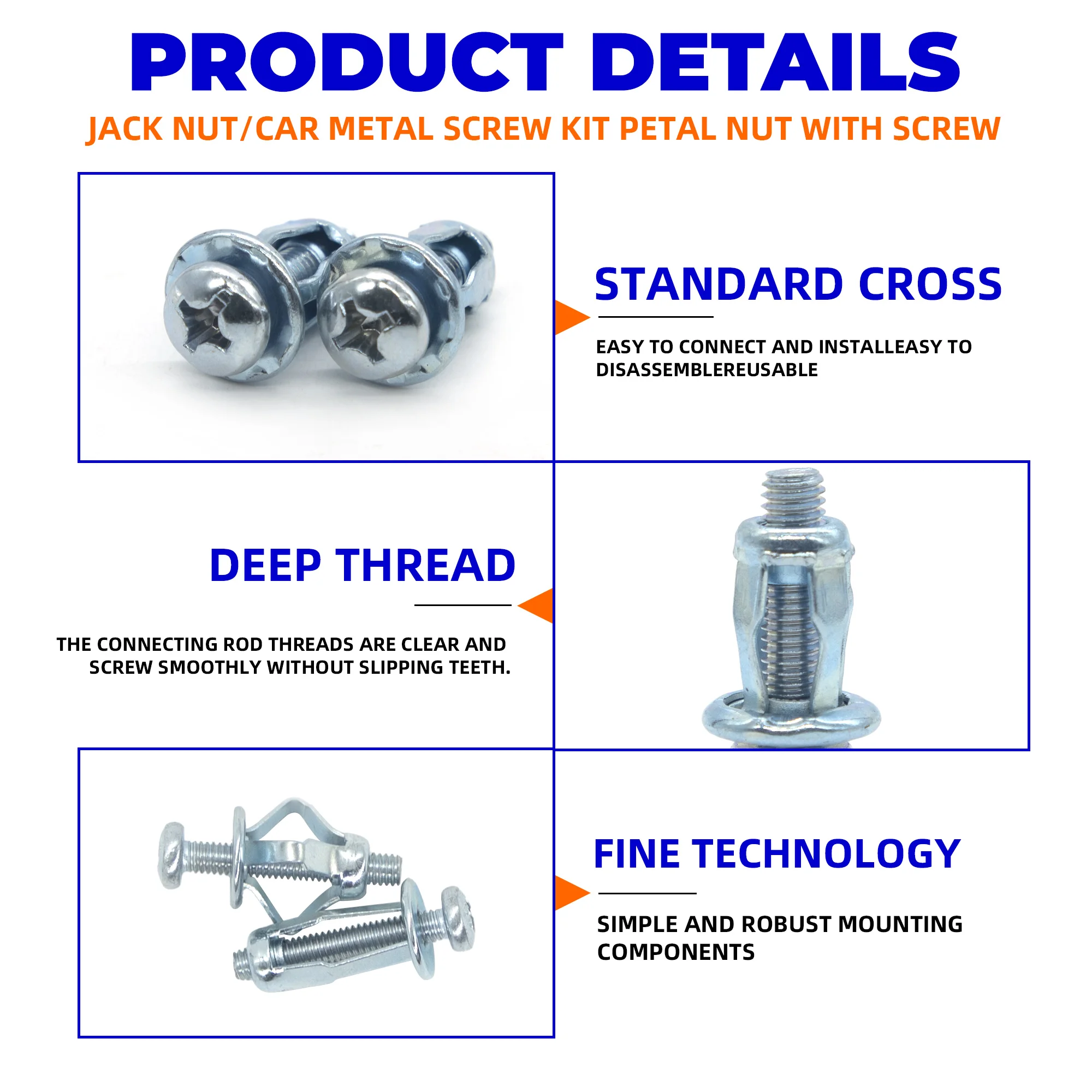 Petal Fasteners Screw Jack Nuts Anchors Expansion Plugs Rivets Locking Bolts M4/M5/M6/M8 10pcs/50pcs Packs