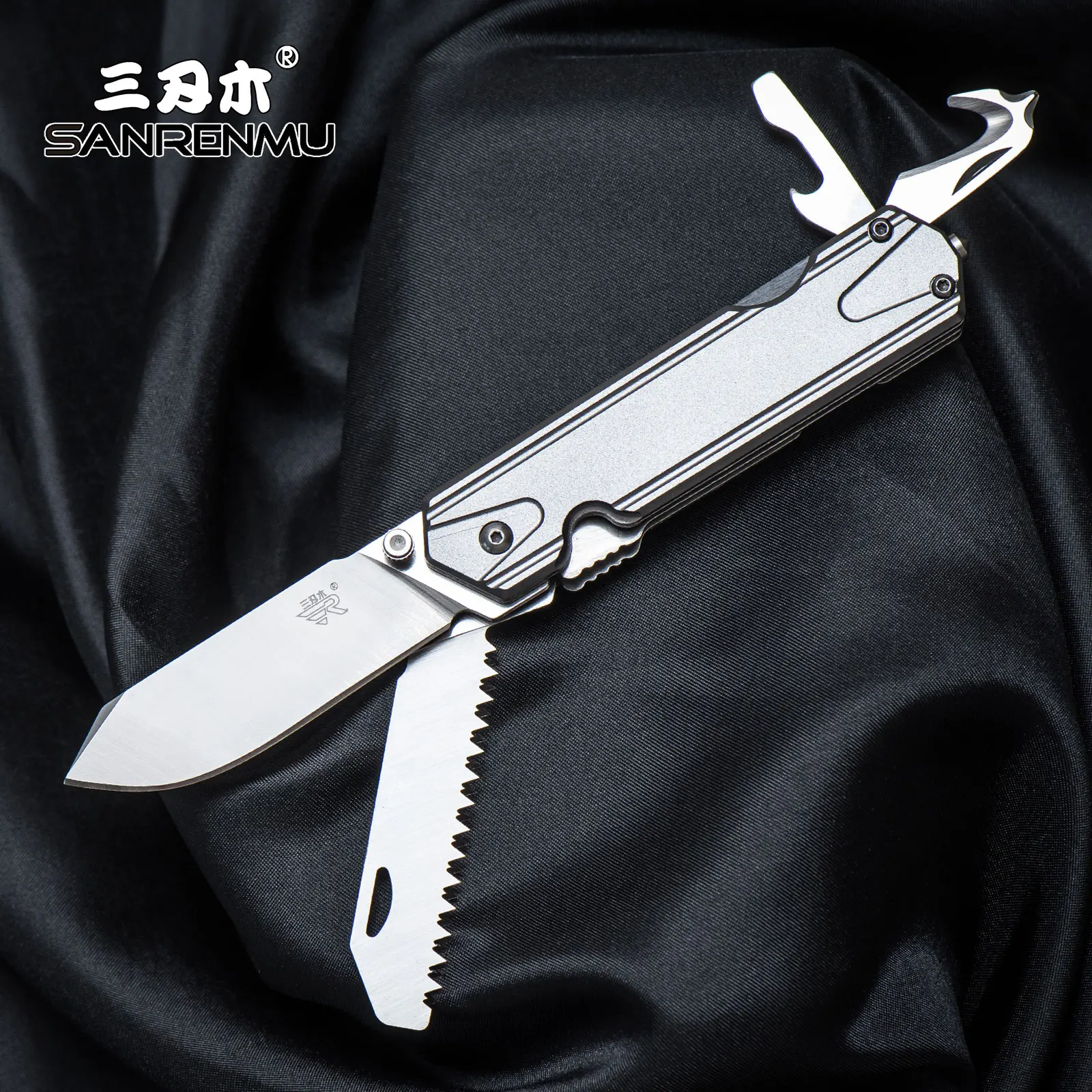 

SANRENMU 7117 Pocket Folding Knife 12C27 Steel EDC Survival Outdoor Camping Practical Hunting Multi-Purpose Tool Saw MINI CS GO