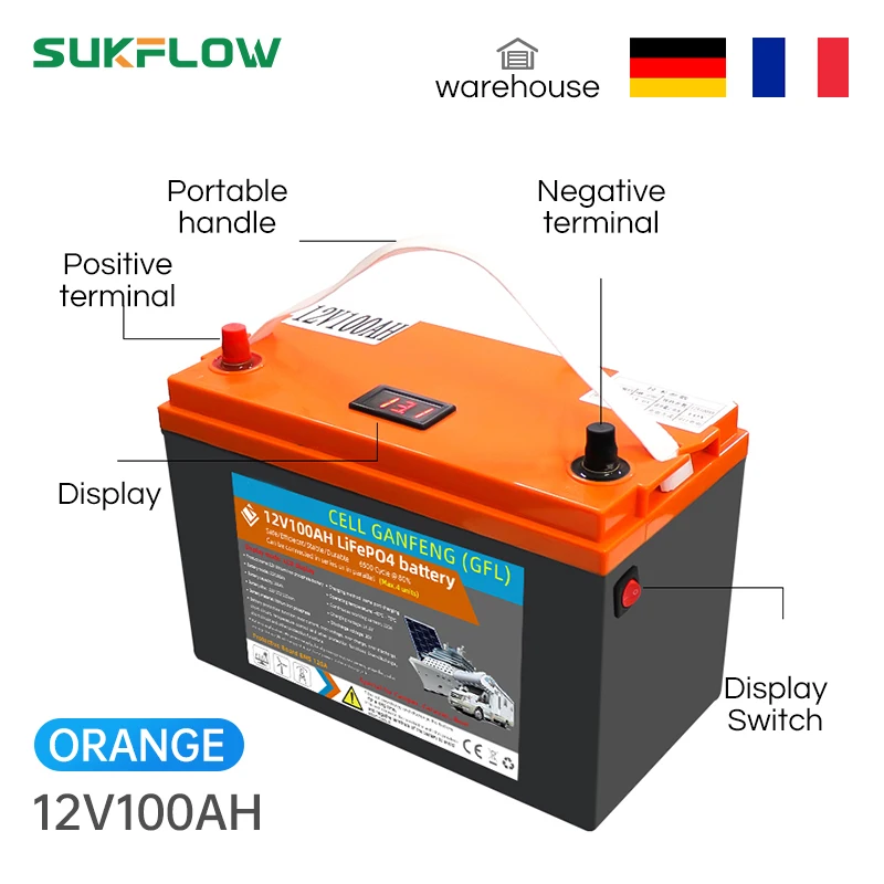 

Orange Suk12V100Ah Electric Motorcycle LiFePO4 Boats 1280Wh Electric Vehicles