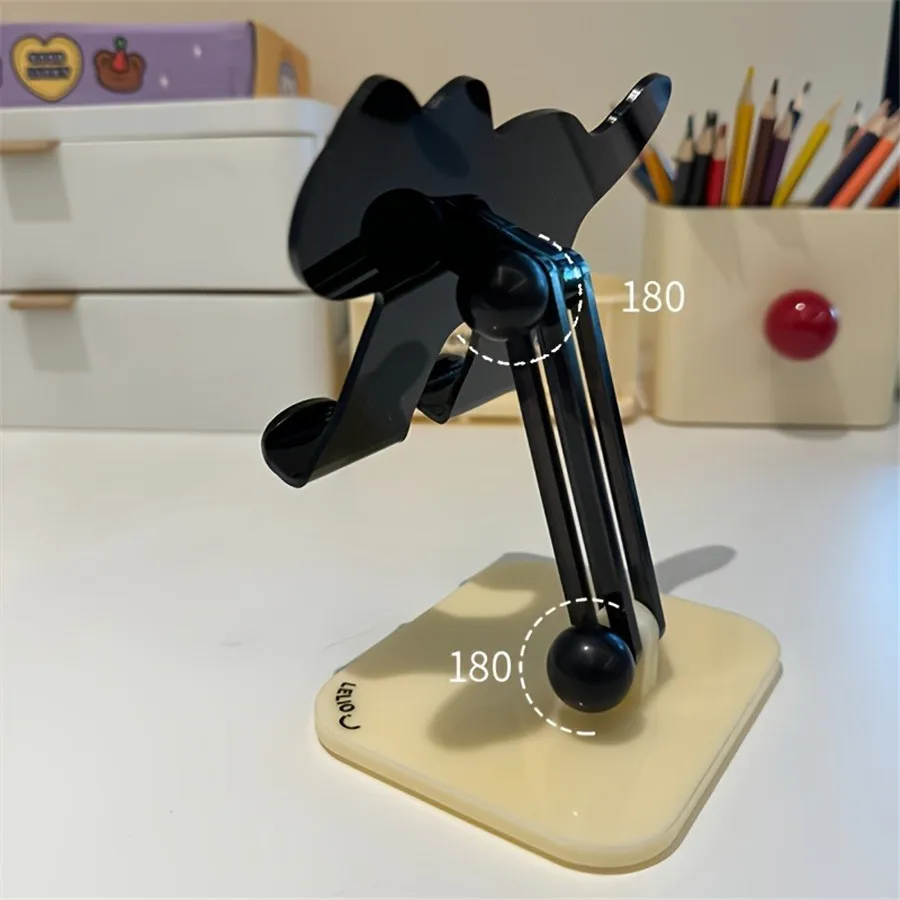 Cartoon Cat Mobile Phone Tablet Holder Cute and Cute Rotating Lazy Desktop Holder Tablet Acrylic Extensible Adjustable Folding