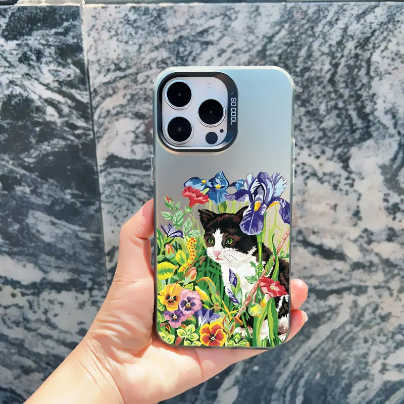 Claude monet lustige katze kunst telefon hülle für iphone 14 15 pro max plus 11 12 13 pro max 13 mini abdeckung stoßfest matt laser coque – Detail 10