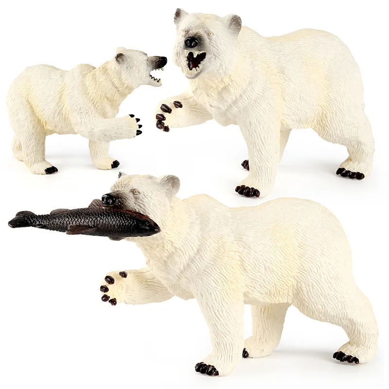 

Simulation Solid Animal Model Figures Polar Bears Eat Fish Forest Animal Model Action Figures PVC Collection Kids Toy