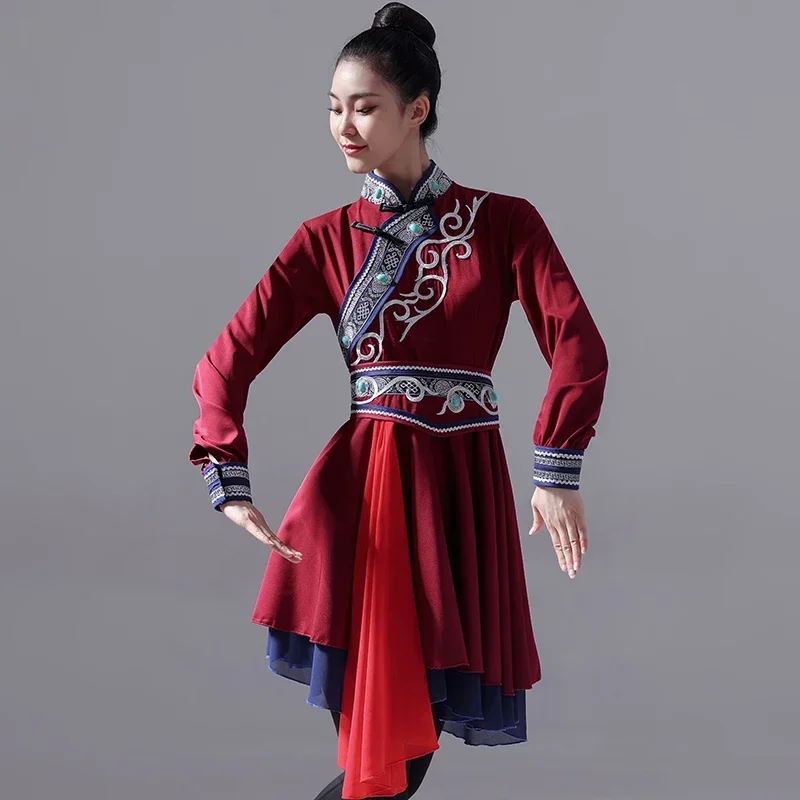 Mongolian Dance Costume Traditional Costume Female National Dance Tibetan Practice Clothes Mongolian Ancient Yangko