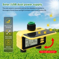 Yieryi 2 Outlets Watering Timer Auto Irrigation Solar Charging Digital Sprinkler Timer Water Valve Controller for Garden Outdoor 5