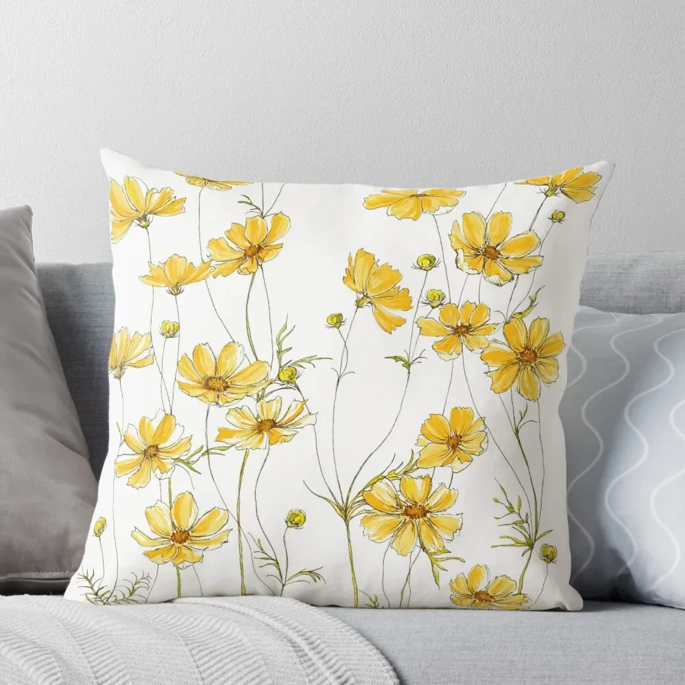

Yellow Cosmos Flowers Throw Pillow New year Cushions For Children