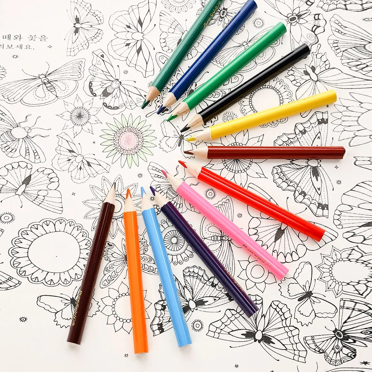 Vibrant 12-Color Mini Pencil Set - Pre-Sharpened for Creative Drawing and Coloring by Kids