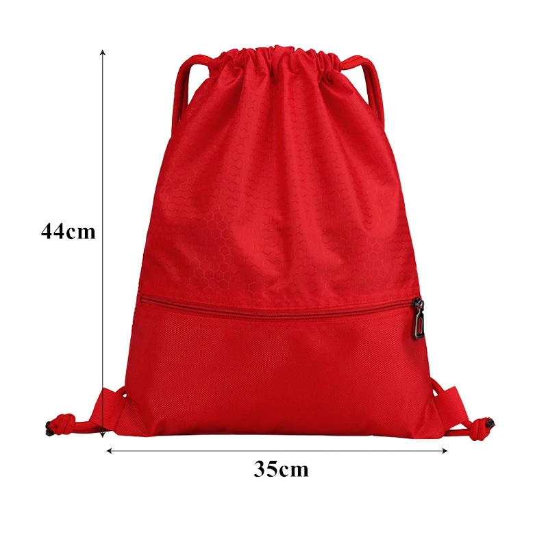 Women Waterproof Nylon Drawstring Backpack Outdoor Sport Fitness Storage Pouch Schoolbag for Students Men Zipper Rope