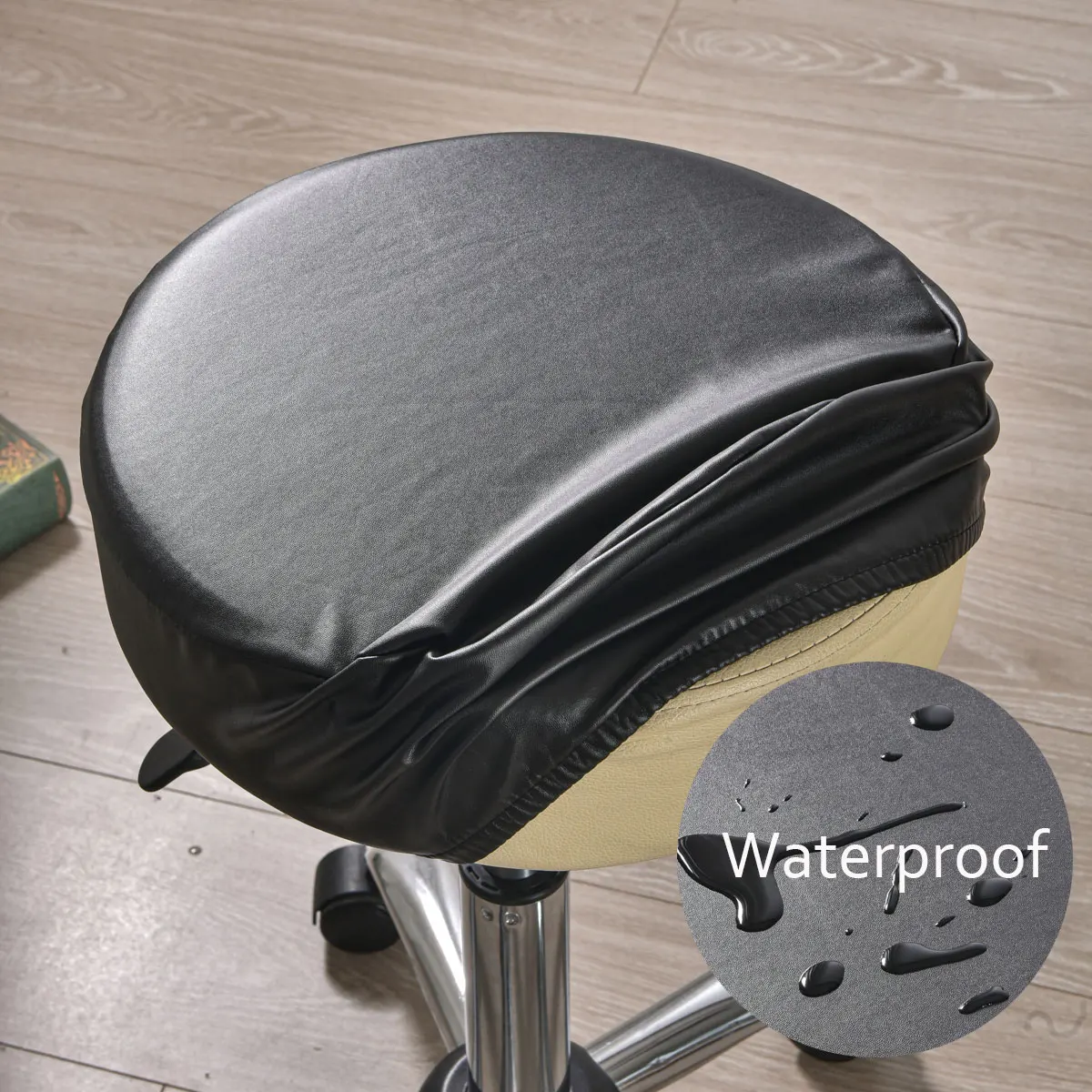 PU Leather Round Seat Cover Waterproof Dustproof Chair Covers Bar Stool