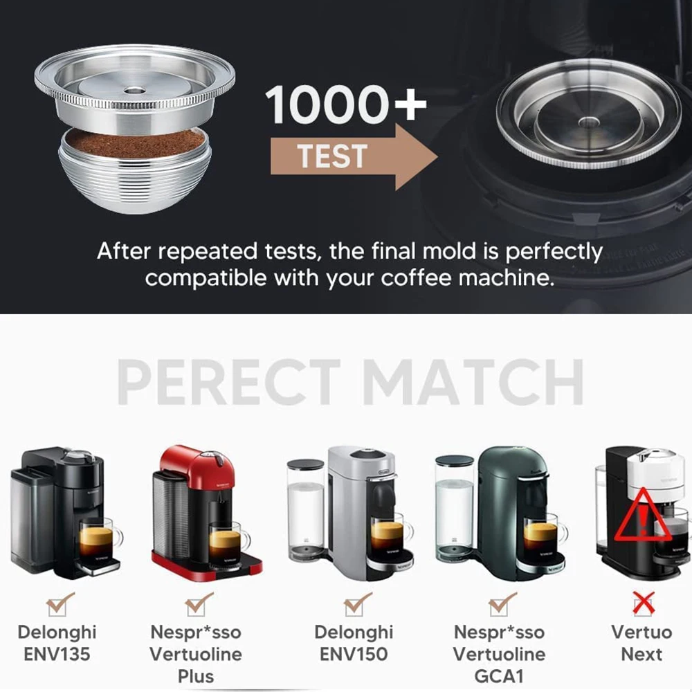 Icafilas Capsula Di Caffè In Metallo In Acciaio Inossidabile Compatibile Per Cialde Di Caffè Vertuo Cialde Riutilizzabili Nespresso Vertuoline Per Env