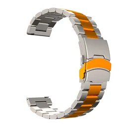 Premium 22mm Stainless Steel Metal Watch Strap Bracelet for 22mm Universal (Titanium Orange)