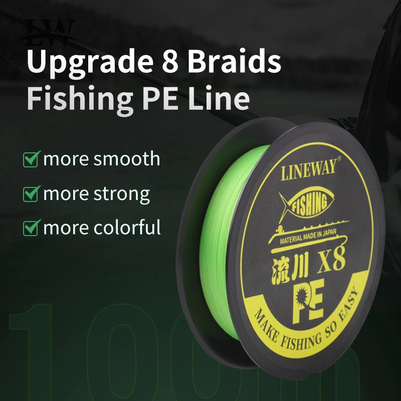 Kawa Fishing PE Line 8 Braided 150/100M 0.4/0.8/1.0/1.2/1.5/2.0/2.5/3.0# Durable Softs Strong Protofilament Imported From Janpan