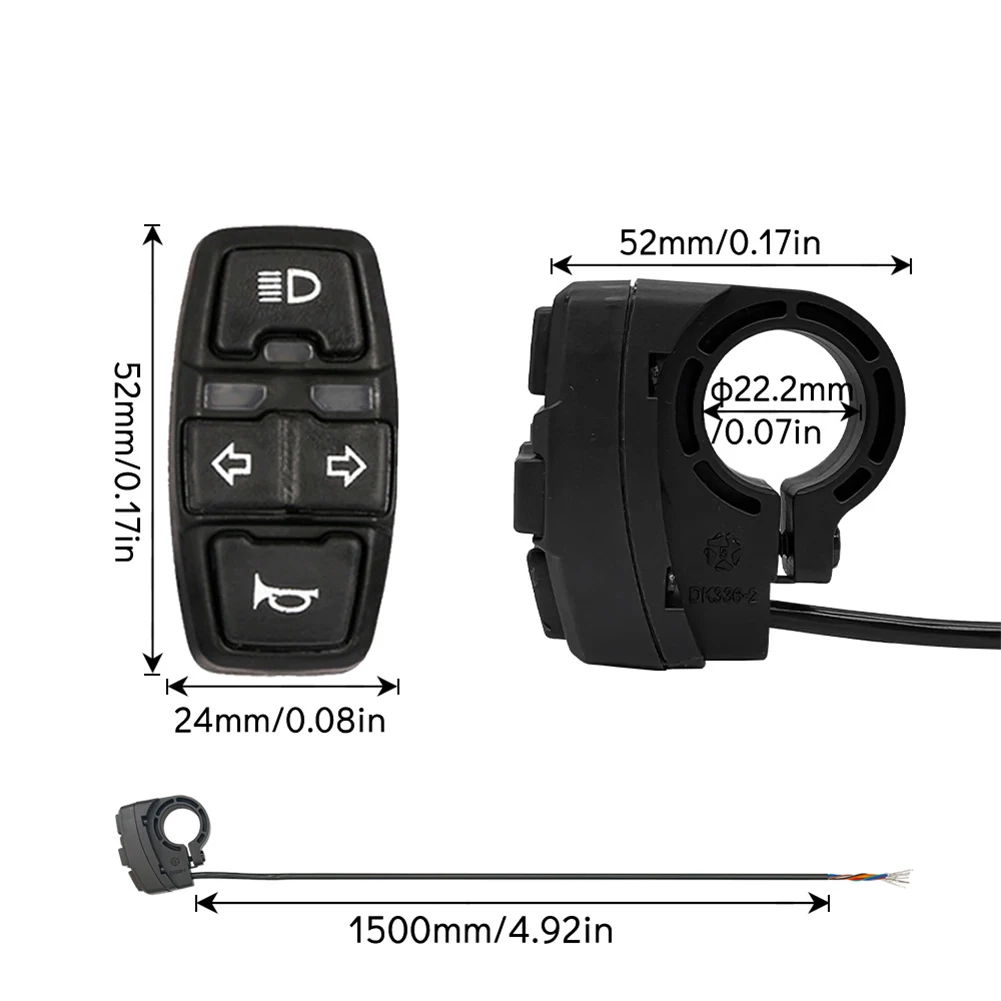 

E-Bike Switch DK336 Switch 36V/48V E-Bike MTB Tricycle Mountain Bike Multi Switch Scooter Turning Light Switch