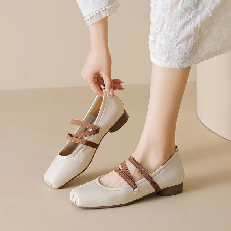 DIMANYU Mary Jane Shoes Women Square Head 2025 Autumn New Ballet