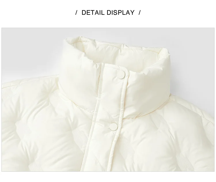 Down Jacket Women Thin Houndstooth Loose New Winter Waterproof Windproof Stand-Up Collar Wear Down Jacket