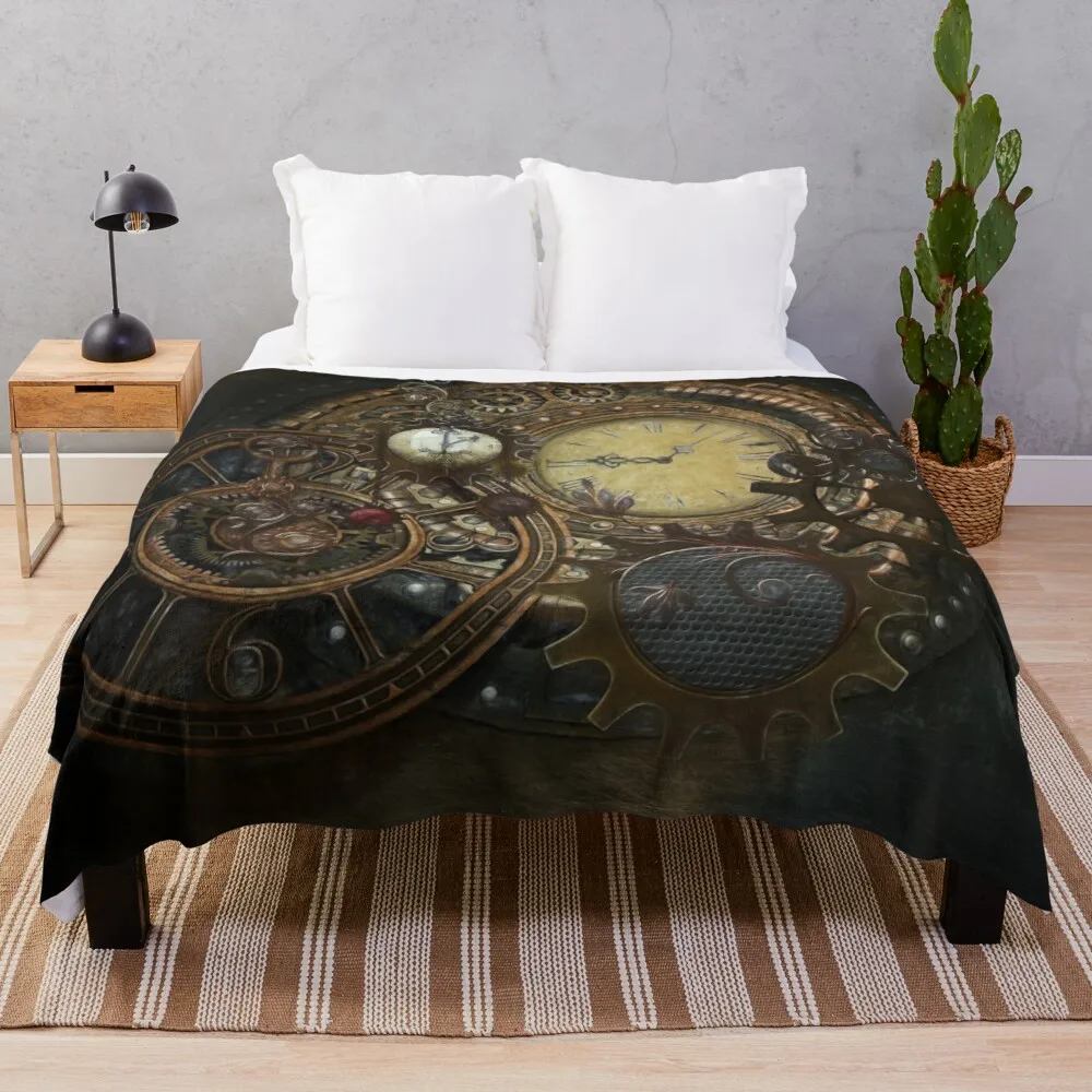 

Steampunk Clocks Throw Blanket Luxury Designer Blanket Quilt Blanket Retro Cotton Sofa Throw Thermal Blankets For Travel
