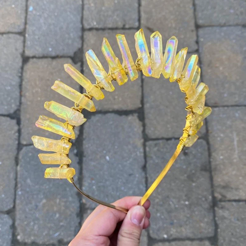 for Raw Crystal Natural for Rhinestone Stone Alloy Headband Moon Party Gift Witchcraft Accessories Hair Accessorie
