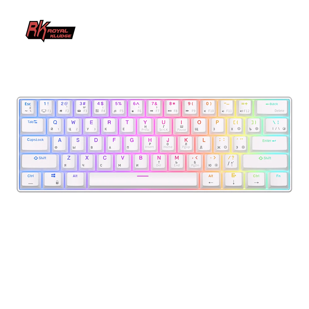 Royal Kludge Rk61 Teclado Mecânico sem Fio Bluetooth 61 Teclas 60 Ultra-compacto Modo Duplo Rgb Bachot-sklit Gamer Teclados rk