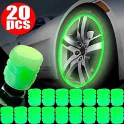 Luminous Tire Valve Caps Car Motorcycle Bicycle Wheel Tyre Hub Night Glowing Caps Tire Valve Stem Cover Fluorescent Decor