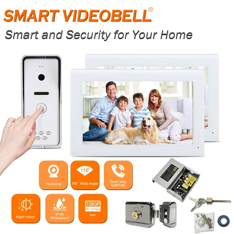 

Sample Test Smart Ip Tcp Tuya Wireless Wifi Intercom Video Door Phone 10'' Oem For 4 Apartment All Installation Accessories