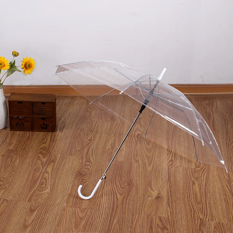 

Creative small fresh long-handled transparent umbrella, colorful straight-bar transparent umbrella