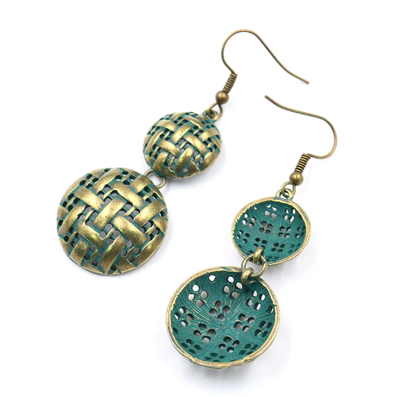 

New Design Ball Drop Earrings Vintage Bronze Weave Dangle Earrings Hanging Female Jewelry Statement Long Earrings For Women
