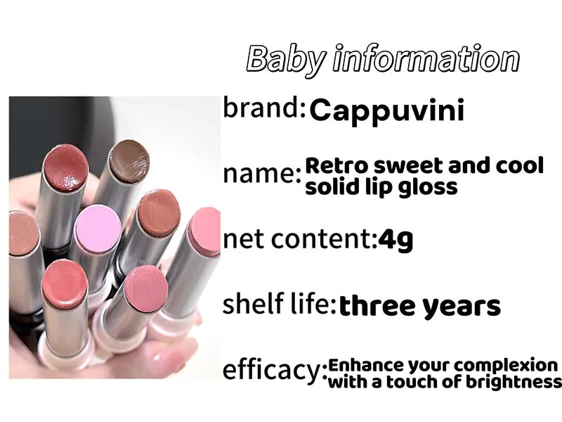 Description Picture 6 of itemPink Crystal Mirror Glass Solid Lip Gloss Round Tube Water Light Lipstick Clear Jelly Lip Glaze Nude Brown Moisturizing Lip Tint