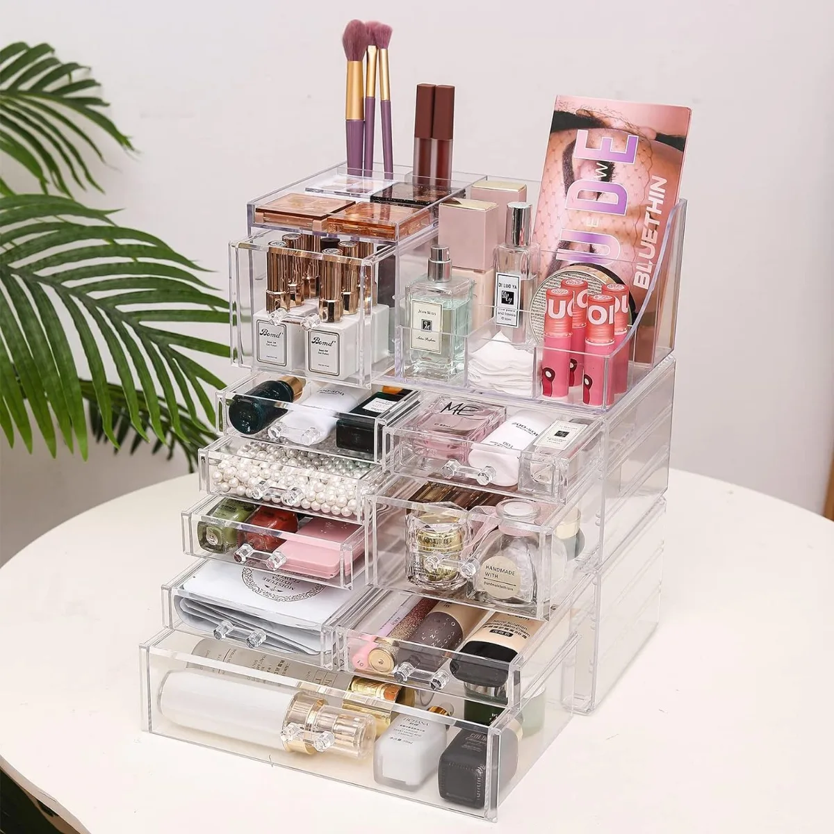 

Makeup Desk Cosmetic Storage Organizer Drawers for Dressing Table,Vanity Countertop,Bathroom Counter Eyeshadow,Lotions,Lipstick
