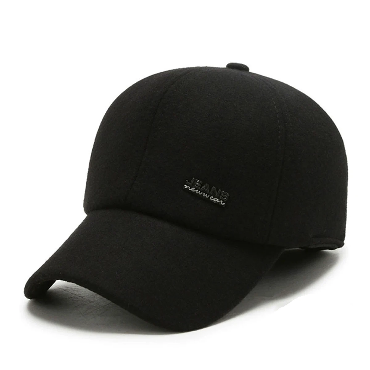 Autumn and Winter Hats for Men, Winter Baseball Cap with Hard Brim, Cold-Proof, Fleece-Lined, Warm, Outdoor Black Peaked Cap, Three-Dimensional Style for Men