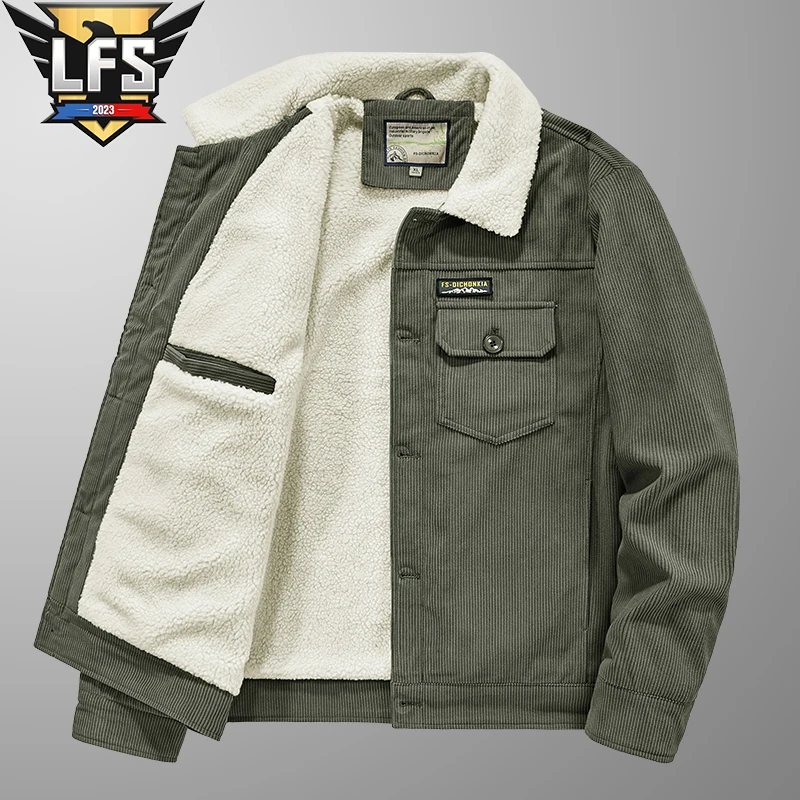 

Зимняя мужская Вельветовая куртка, флисовая хлопковая стеганая куртка, модная военная куртка, авиаторское пальто, Толстая теплая Холодная куртка