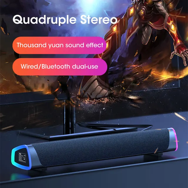 Wireless Wired Computer TV Stereo Speakers Home Theater Sound System Bluetooth Speaker Surround Soundbar Subwoofer LED Aux