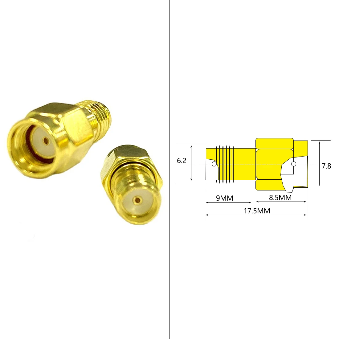 10PCS RF SMA Connector Adapter RP-SMA Male  Switch SMA Female Straight  Wholesale