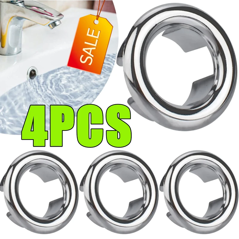 4/2/1Pc Plastic Sink Hole Overflow Cover for Kitchen Bathroom Basin Trim Bath Drain Cap Sink Wash Basin Round Overflow Ring Plug sink overflow cover,bathroom sink overflow cover