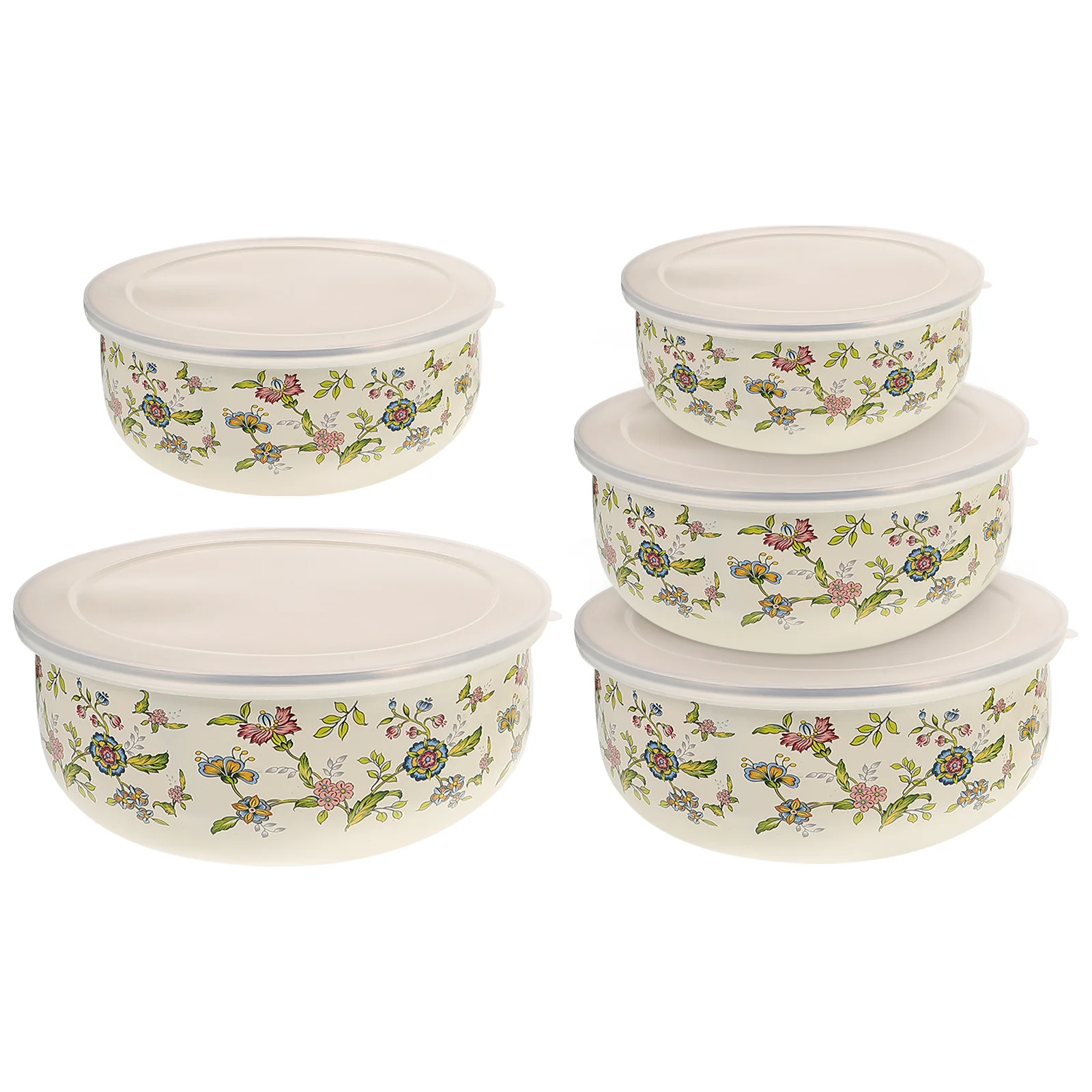 

Enamel Covered Bowl Food Containers Lids Bowls Household Soup Enamelware Plastic Mixing Child Metal