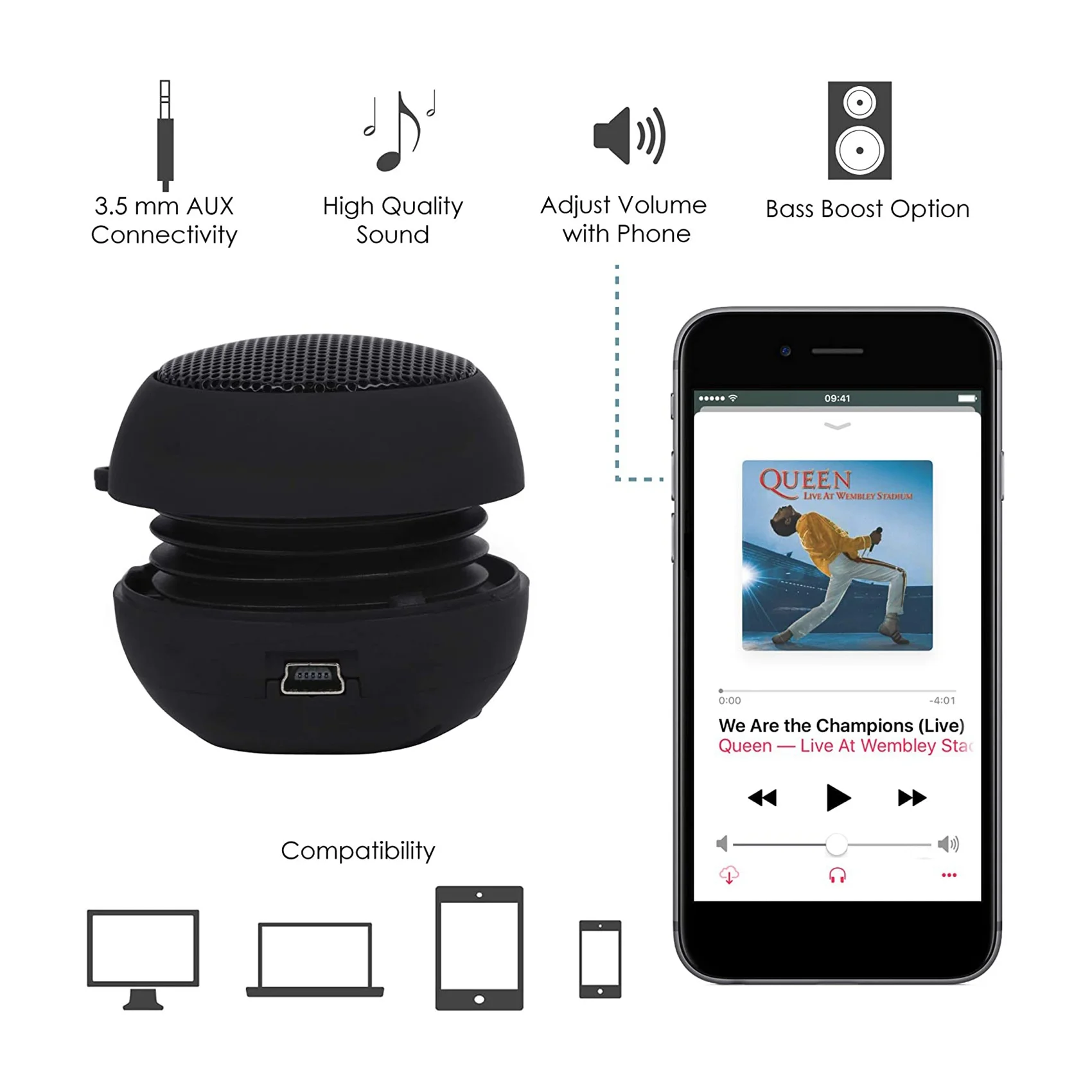 Mini Speaker Portable Rechargeable Travel Speaker with Aux Input Wired 3.5mm Headphone Jack images - 6