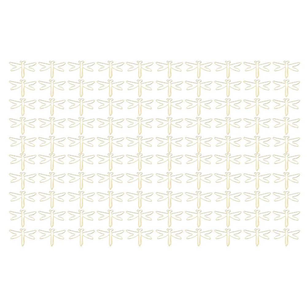 100Pcs 잠자리 모양 종이 클립 골드 미끄럼 방지 대형 귀여운 종이 클립 귀여운 디자인 전기 도금 금속 사무용품