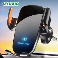 UYUXIO Manual Clamp Wireless Car Charger 15 Fast Charging Air Vent Car Mount Phone Holder for iPhone Samsung Android Phone