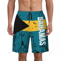 Men's Bahamas Flag Beach Pants Board Shorts Surfing Boys Soccer Cycling Swimwear Running Polyester 1