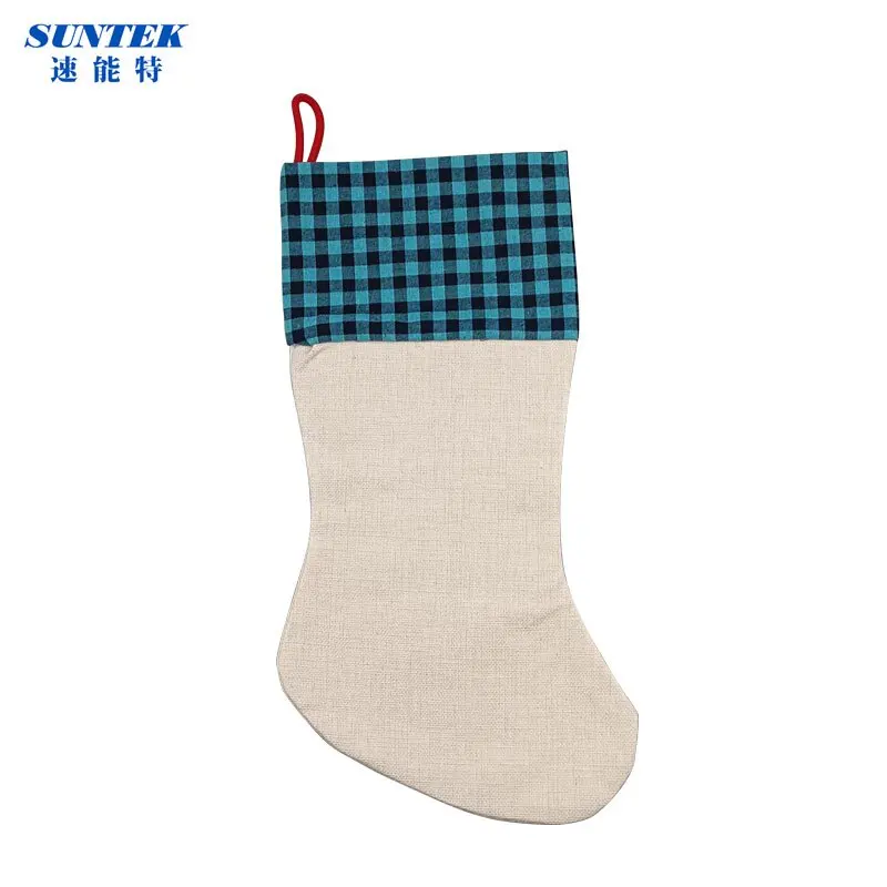 Hot Sale Sublimation Linen Stockings Sublimation Blank Christmas Gift Ornament