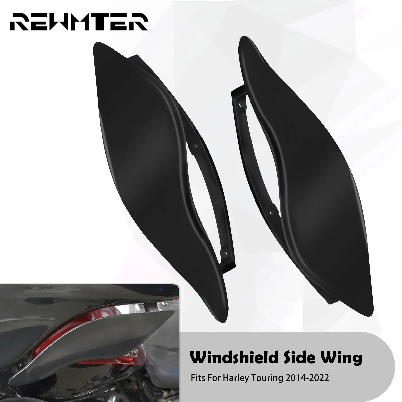 TCMT Windshield Clear Side Wings Air Deflectors Fits For Harley Touring Street Glide 2014 2015 2016 2017 2018 
